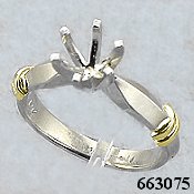 14k White w/ Yellow Trim  Engagement Ring