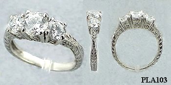 platinum 3 stone ring, past present future
