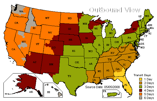 US Time in Transit Map