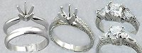 platinum solitaire ring, platinum earrings, stud earrings