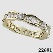 14k Gold CZ/Cubic Zirconia Round/Baguette Eternity Ring
