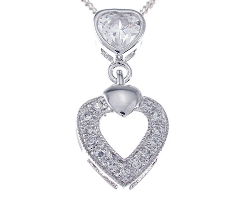 Heart Dangle CZ Pendant