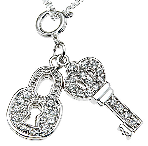 Lock and Key CZ jewelry pendant