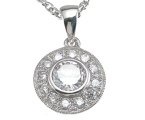 Antique Style Bezel Set CZ Pendant