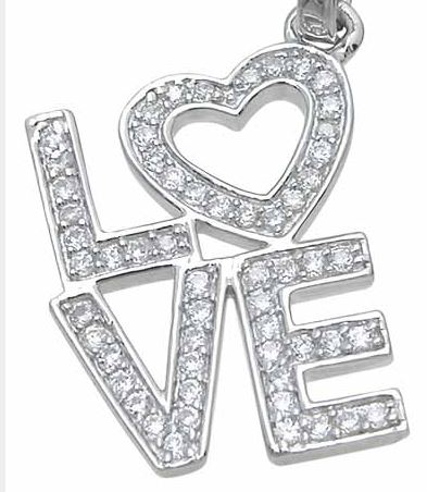 Sterling Silver Love CZ Pendant