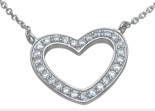 Sterling Silver Heart CZ Pendant