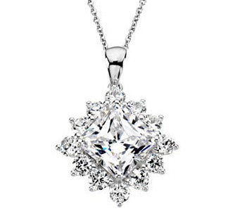 Silver cubic zirconia halo Pendant