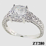 antique rings, white gold cz jewelry, custom jewelry design, cushion cut