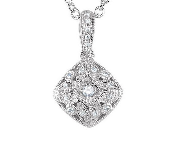 antique cz pendant, sterling silver