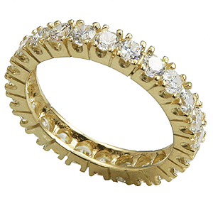 14k Gold Prong Set CZ Cubic Zirconia Eternity Ring Band