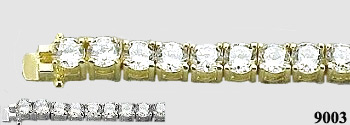Solid 14K Gold 5 Carat CZ Cubic Zirconia Tennis Bracelet - Product Image