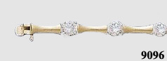 Solid 14k Gold 3.5 Carat CZ Cubic Zirconia Fancy Bracelet - Product Image