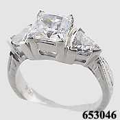14k White Gold Antique Princess/Trillion Cubic Zirconia Ring