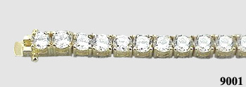 Solid 14k Gold 2.5 Carat CZ Cubic Zirconia Tennis Bracelet - Product Image