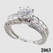 14k Gold 1.5 CTW Cubic Zirconia 14k White Antique Ring - Product Image