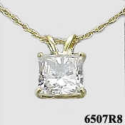 Solid 14k Gold Russian CZ Cubic Zirconia Princess Cut Necklace Solid 14k Gold Russian CZ Cubic Zirconia Princess Cut Necklace - Product Image