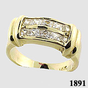 14k Gold Double Row Princess CZ/Cubic Zirconia Channel Ring 14k Gold Double Row Princess CZ/Cubic Zirconia Channel Ring