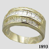 14k Gold Band Channel Princess Baguette Cubic Zirconia Ring 14k Gold Band Channel Princess Baguette Cubic Zirconia Ring