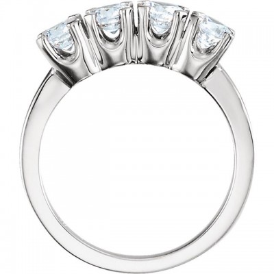 14k Gold 1 CTW CZ 4 Stone Wedding/Anniversary Band Ring