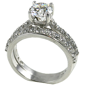 Platinum 1.25 ct Wedding Set CZ Cubic Zirconia Band Ring Platinum 1.25 ct Wedding Set CZ Cubic Zirconia Band Ring - Product Image