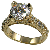 14k Gold 2ct Fancy Antique/Victorian CZ Cubic Zirconia Ring