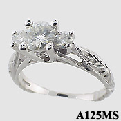 14k Gold 3 Stone Antique style CZ Cubic Zirconia Ring