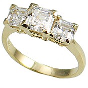 14k Gold 3 Stone Princess  Cut V Prong CZ/Cubic Zirconia Anniversary Ring - Product Image