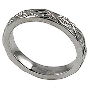  Platinum Antique Lotus Crest Wedding Band Ring