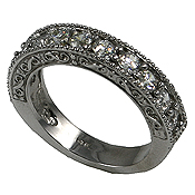 14k Gold CZ Antique Wedding Anniversary Band Ring 11 Stone