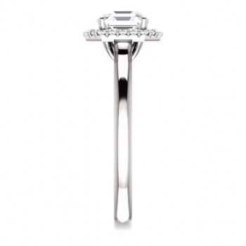 14k Gold CZ Cubic Zirconia Halo Style Asscher Cut Solitaire Engagement Ring