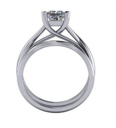 14k Gold CZ Cubic Zirconia Swirl Princess Solitaire Engagement Ring
