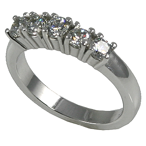 Platinum 5 Stone CZ Wedding Anniversary Band Ring Platinum 5 Stone CZ Wedding Anniversary Band Ring - Product Image