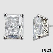 14k Gold Emerald Cut Antique/Scroll Style CZ Cubic Zirconia Earrings 14k Gold Emerald Cut Antique/Scroll Style CZ Cubic Zirconia Earrings