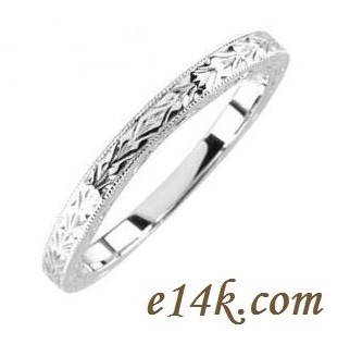 14k Gold Hand-Carved Antique Vintage Filigree Wedding Band