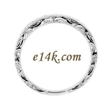 14k Gold Hand-Carved Antique Vintage Filigree Wedding Band