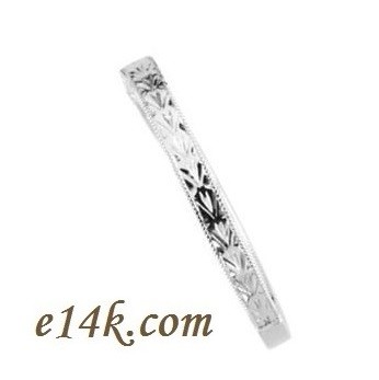 14k Gold Hand-Carved Antique Vintage Filigree Wedding Band