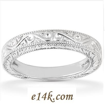 Mens 18k Rose Gold Victorian Hand Engraved Antique Wedding Band 6mm Antique Jewelry Mall