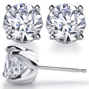 14k Gold Solstice Style Round Brilliant Cut Russian CZ Stud Earrings *Popular item* - Product Image