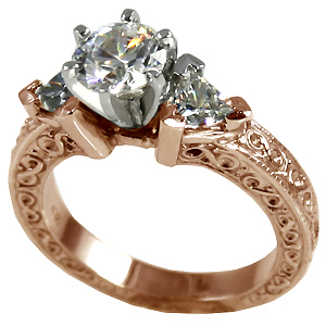 14k Rose Gold Antique/Deco Round Trillions Cubic Zirconia ring 14k Rose Gold Antique/Deco Round Trillions Cubic Zirconia ring - Product Image