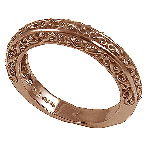 14k Rose Gold Antique Fancy Filigree Wedding Band Ring 14k Rose Gold Antique Fancy Filigree Wedding Band Ring - Product Image