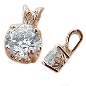 14k Rose Gold Antique/Scroll Style CZ Cubic Zirconia Pendant 14k Rose Gold Antique/Scroll Style CZ Cubic Zirconia Pendant - Product Image