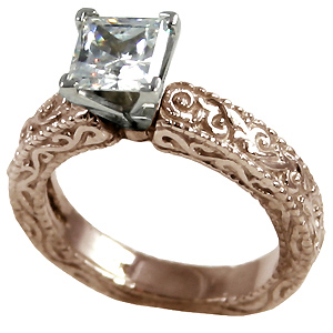 14k Rose Gold Antique Victorian Engagement CZ Cubic Zirconia Ring 14k Rose Gold Antique Victorian Engagement CZ Cubic Zirconia Ring - Product Image