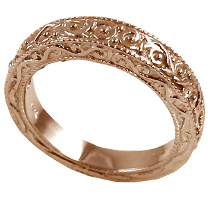 14k Rose Gold Antique Victorian Wedding Band Ring 14k Rose Gold Antique Victorian Wedding Band Ring - Product Image