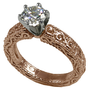 14k Rose Gold CZ Cubic Zirconia Antique Victorian Engagement Ring 14k Rose Gold CZ Cubic Zirconia Antique Victorian Engagement Ring - Product Image