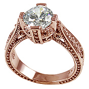 14k Rose Pink Gold 2ct Fancy Antique/Victorian CZ Cubic Zirconia Ring