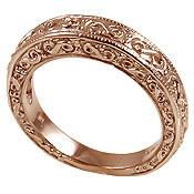 14k Rose Pink Gold Antique Fancy Wedding Band Ring 14k Rose Pink Gold Antique Fancy Wedding Band Ring - Product Image