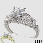 14k Gold 1.2 CTW CZ Cubic Zirconia Engagement Ring - Product Image