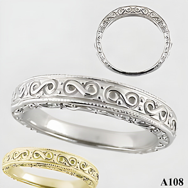 14k Gold Antique Fancy Wedding Band Ring