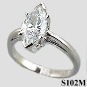 14k Gold Marquis Cut Antique/Scroll Solitaire CZ Cubic Zirconia Ring - Product Image