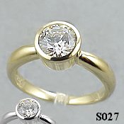 14k Gold Russian CZ/Cubic Zirconia Bezel Engagement Ring - Product Image
